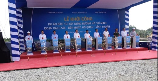 LỄ KHỞI CÔNG DỰ ÁN ĐẦU TƯ XÂY DỰNG ĐƯỜNG HỒ CHÍ MINH (ĐOẠN RẠCH SỎI - BẾN NHẤT, GÒ QUAO - VĨNH THUẬN)